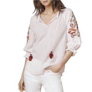 Velvet by Graham & Spencer Embroidered Peasant Top